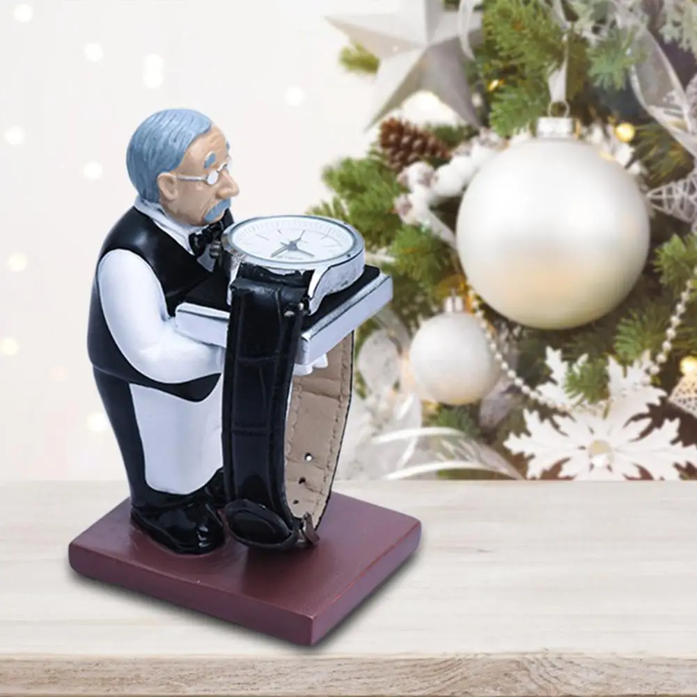 Смола Старый дворецкий Часы Дисплей стенд ожерелье серьги ювелирные изделия