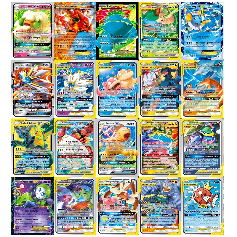 Карты Pokemon 20 200 шт. новая французская версия с 30 метровой командой MEGA EX GX 60V 40VMAX