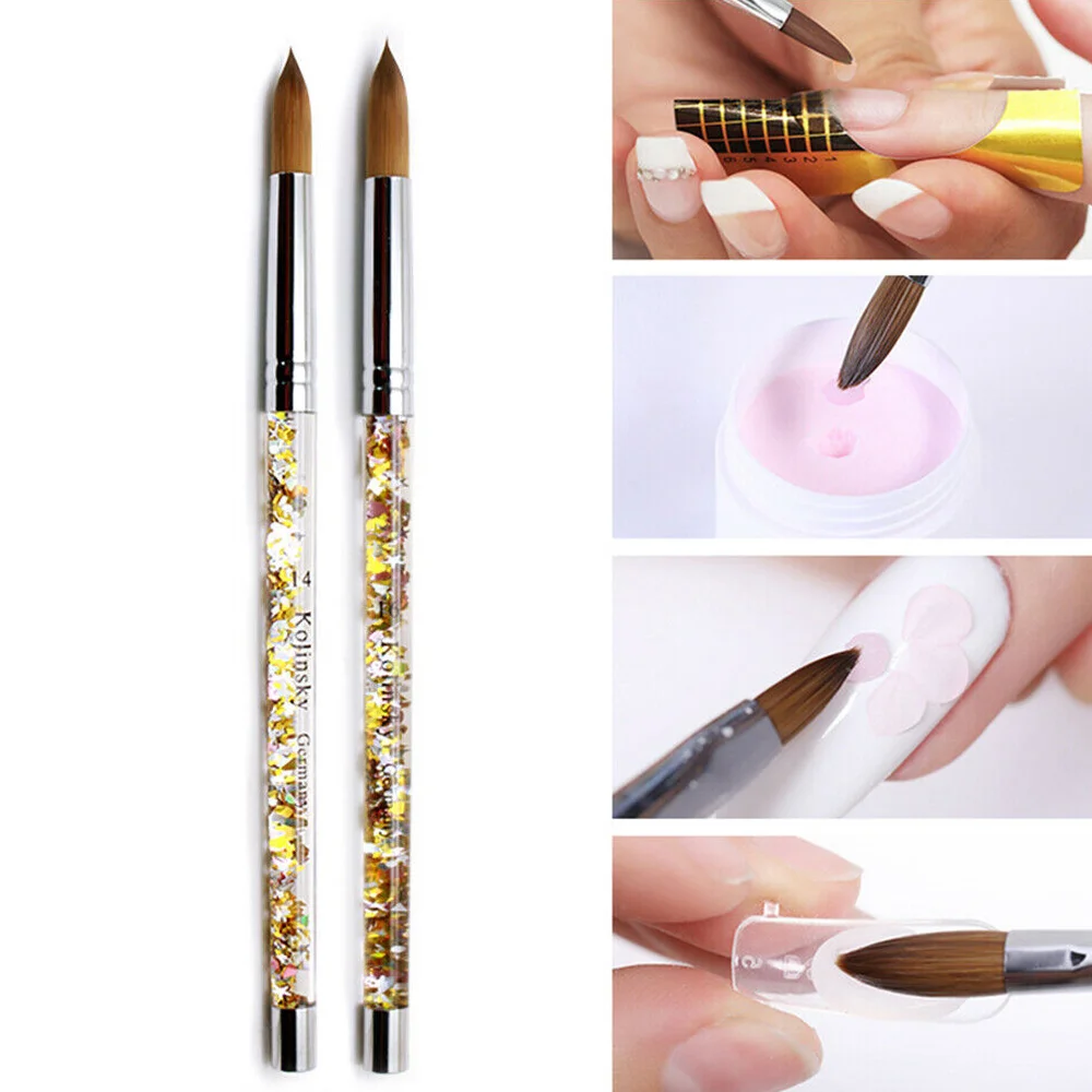 

Professional Nail Art Brushes Acrylic Builder Flat Crystal Painting Drawing Carving Pen Manicure Tool