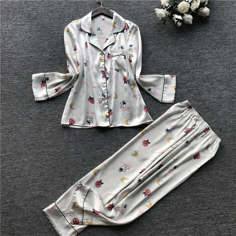 Smmoloa 2019 осенне зимняя пижама с длинными рукавами женская из натурального