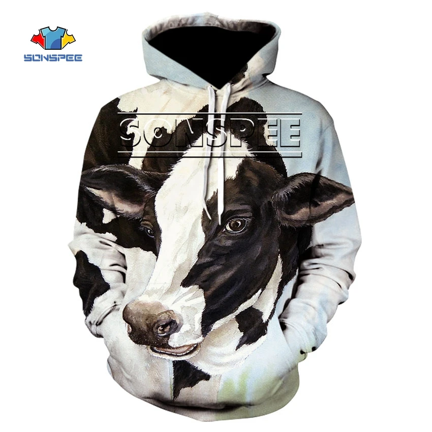 SONSPEE 3D принт мужские толстовки кофты корова курица лошадь Мужская одежда панк