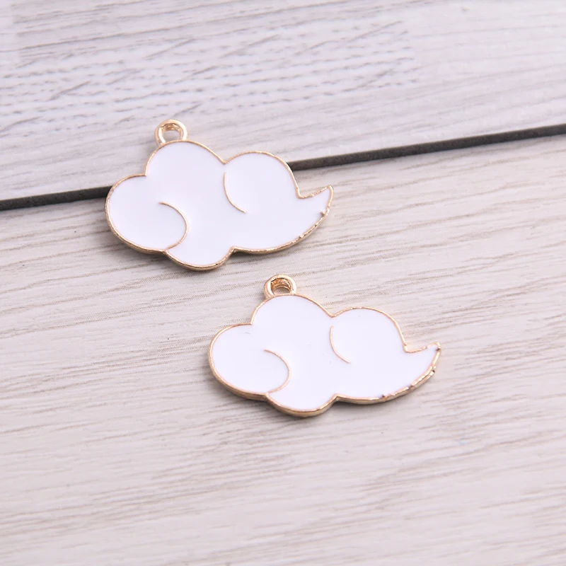 Сладкий колокольчик 4 шт 17*24 мм сплав металл падение масло белые облака Подвески