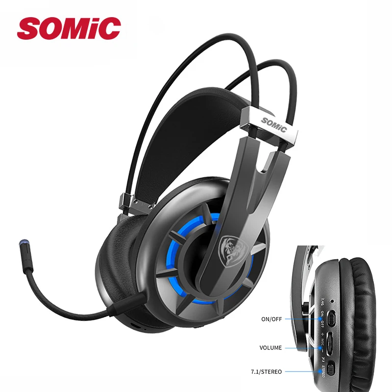 SOMIC G939Air Virtual 7,1 Gamer гарнитура 2,4 ГГц Беспроводные Игровые наушники со съемным микрофоном для ПК PS4