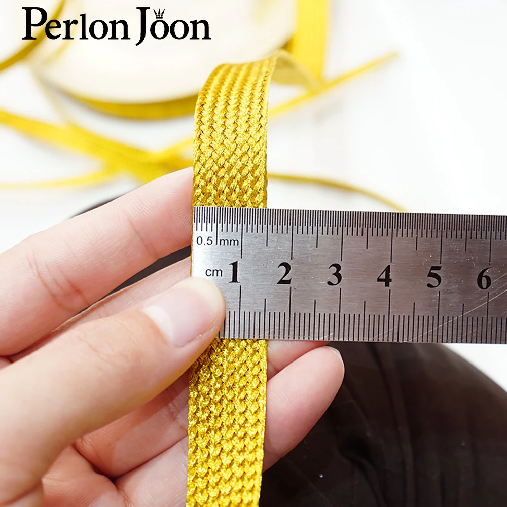 10 ярдов золотистые ленты Плетеный тканый для декоративной одежды сумки