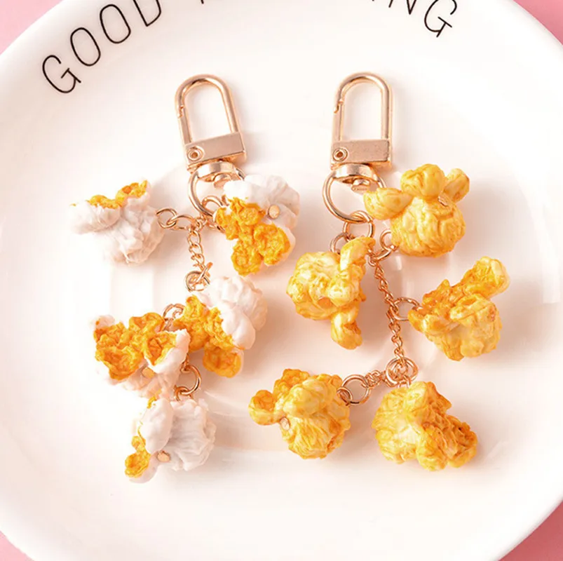 Брелок для ключей с изображением попкорна женщин и девушек милый держатель