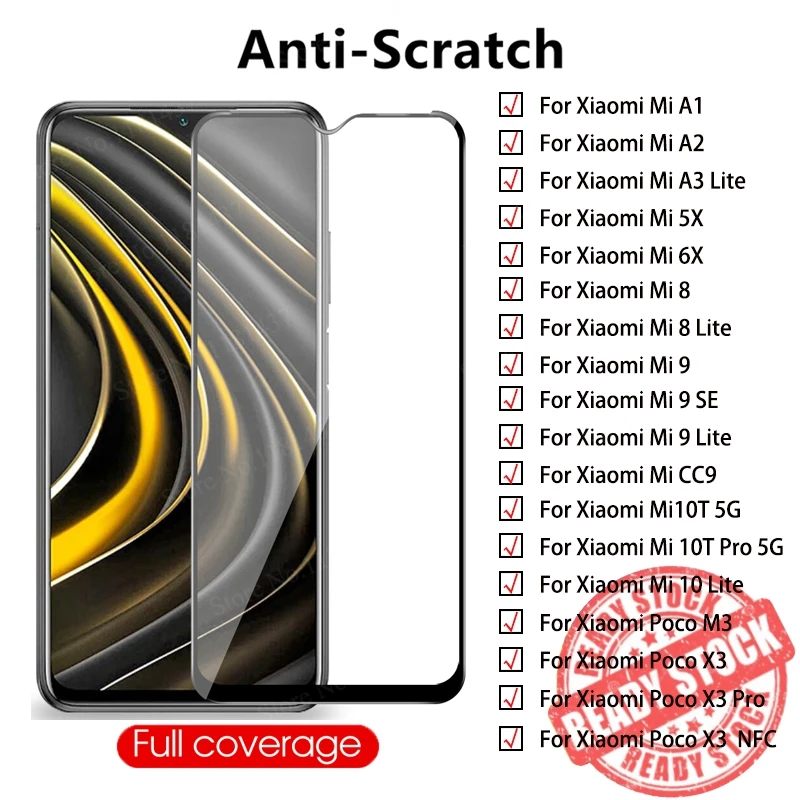 

Protective Glass For Xiaomi Mi8 Lite Mi9 SE Lite Mi10T Pro 10Lite Tempered Film For Xiaomi Poco M3 X3 NFC Pro MiA1 2 3Lite 5 6X