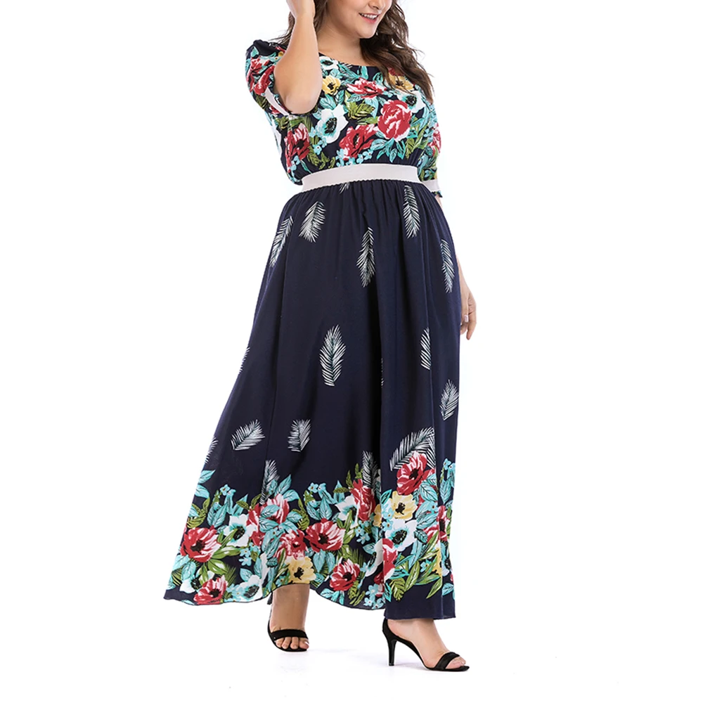 Женское шифоновое макси платье большого размера винтажные платья с цветочным