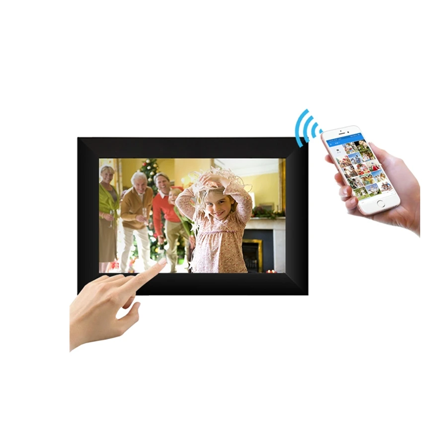 Hot Android system Smart Cloud Wifi digital Picture Frame 10 Inch with touch screen wood frames share moment freely | Электроника