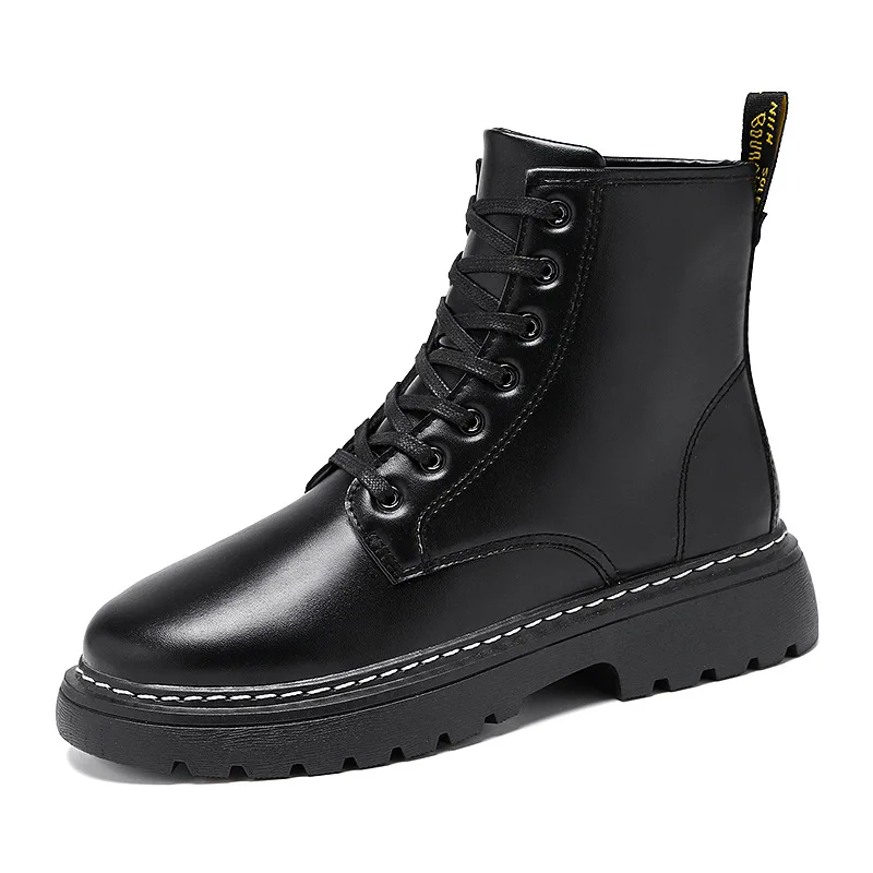 

Martin Boots Men Shoes Fashion Autumn Black Chelsea Boots Round Toe Lace Up Cowboy Boots Men Shoes High Top Shoes Male Boots