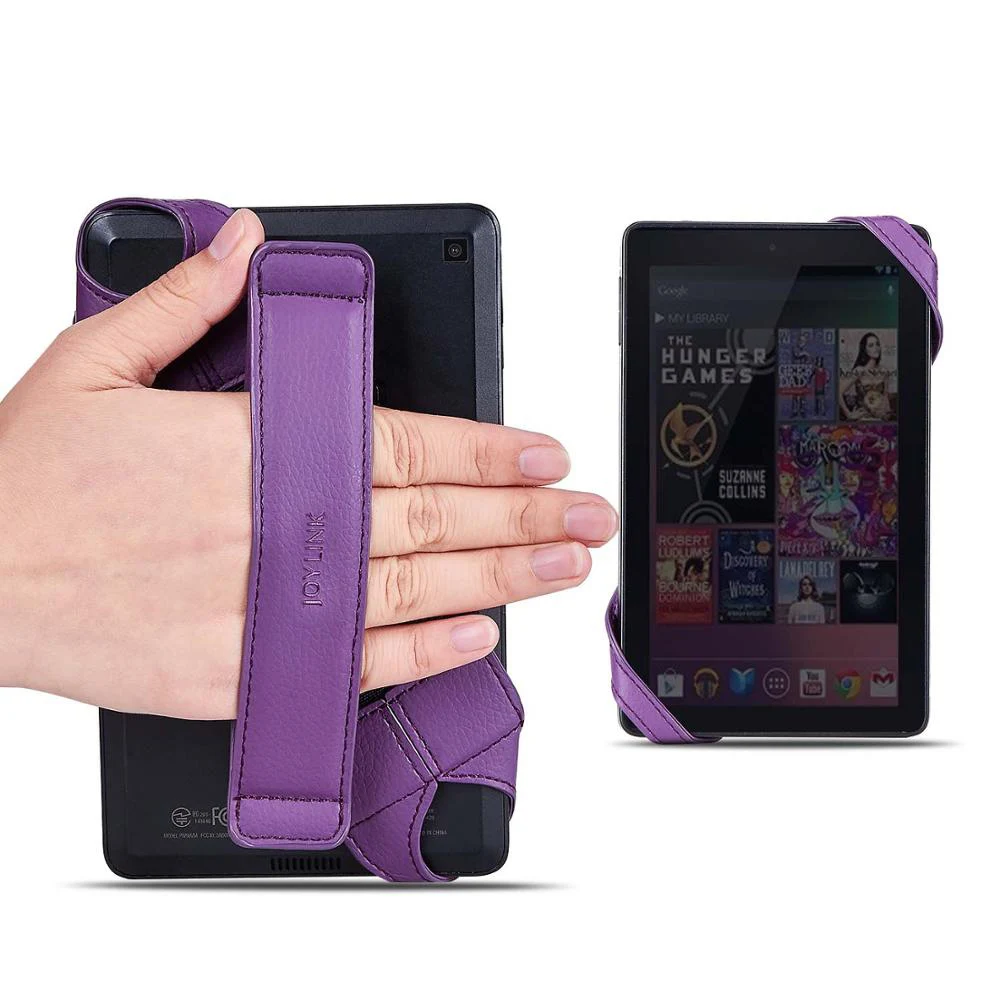 Purple JOYLINK универсальный планшет ручной ремешок держатель для Amazon Kindle Fire 6 7 inc 360 градусов поворотный кожаный ручка с эластичным поясом - Цвет: Purple