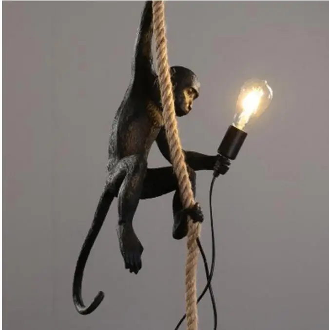 chandelier Полимерная черная, белая, Золотая лампа в форме обезьяны, подвесной светильник для гостиной, лампы для художественного салона, кабинета, светодиодный светильник s lustre с E27, светодиодная лампа - Цвет корпуса: chandelier