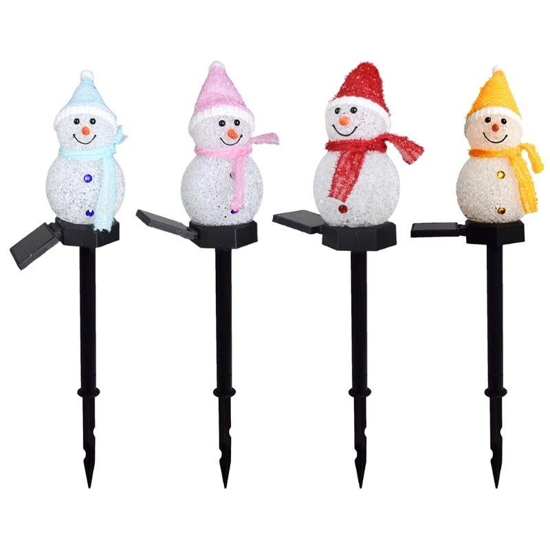 

Outdoor Solar Pathway Light Cute Cartoon Snowman Shape Christmas Decorative Lamp