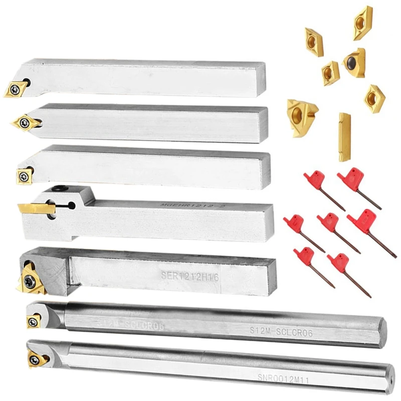 

Upgrade 21Pcs 12mm Turning Tool Holder Lathe Boring Bar+Carbide Insert+Wrench Set Alloy Steel Tool Sets