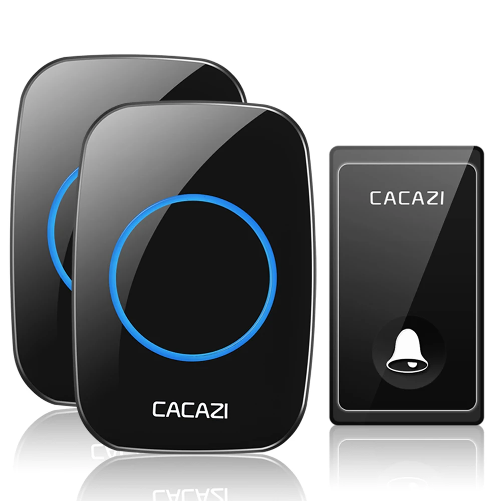 1 button 2 receiver CACAZI не требуется батарея беспроводной дверной звонок автономный 58 курантов США ЕС Великобритания штекер умный дом дверной звонок 1 2 кнопки 1 2 приемника - Цвет: 1 button 2 receiver
