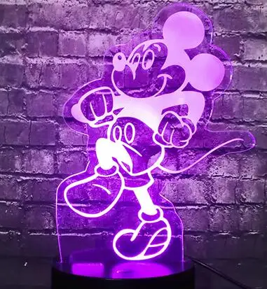 Mickey Микки и Минни Маус мыши Мышь шар светодиодный 3d-ночник USB, Рождественский подарок настольная декоративная лампа, настольный ночник для маленьких детей Детские игрушки Подарки - Испускаемый цвет: Mickey