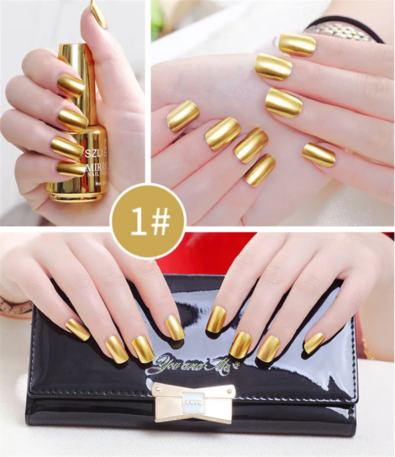 18 мл Розовые зеркальные серебряные золотистые лак для ногтей металлик