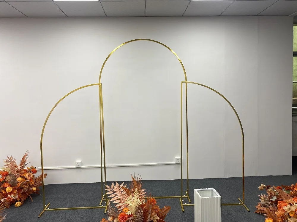 Arco de decoraci&oacute;n de boda chapado en oro, soporte de flores para fiesta de cumplea&ntilde;os, decoraci&oacute;n de arco de globos al aire libre, forma Irregular S-0