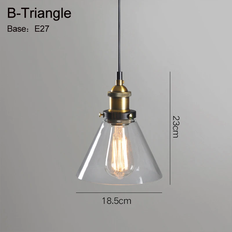 B-Triangle Светильник-лампа, подвесной светильник, Янтарный/дымчатый серый стеклянный подвесной светильник для ресторана, винтажный выдвижной настенный светильник, американский стиль ZDD0024 - Цвет корпуса: B-Triangle