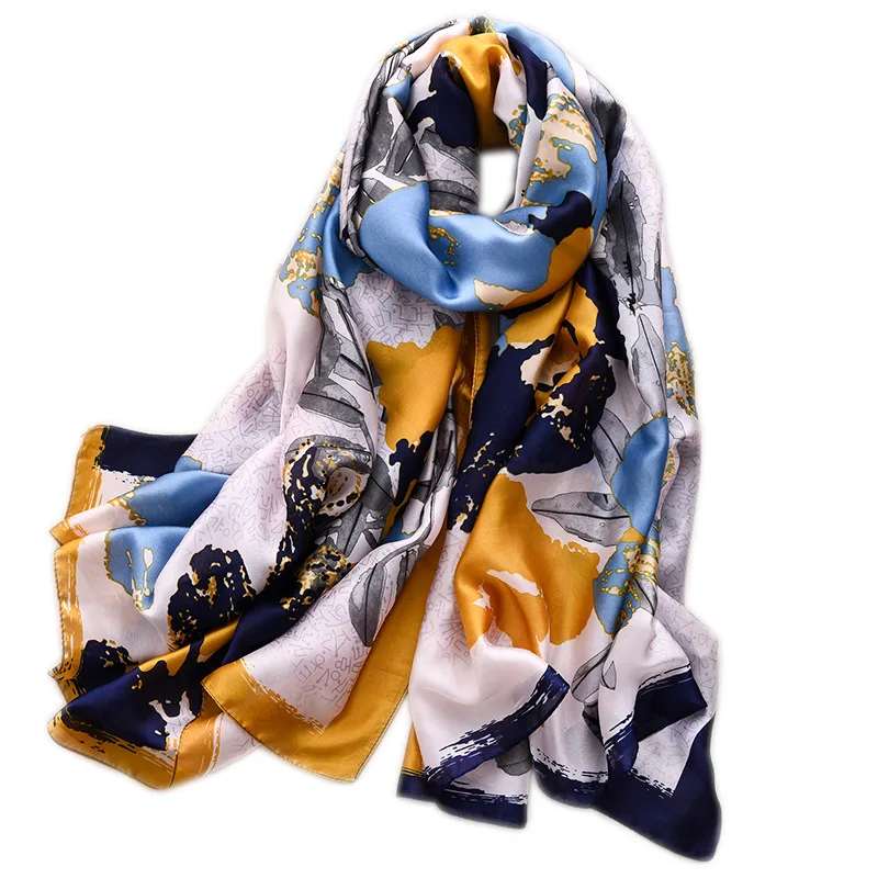 

New Summer Women Silk Scarf Beach Hijab Shawls and Wraps 2020 Luxury Brand Oil print Female Foulard Echarpe Designer Bandana