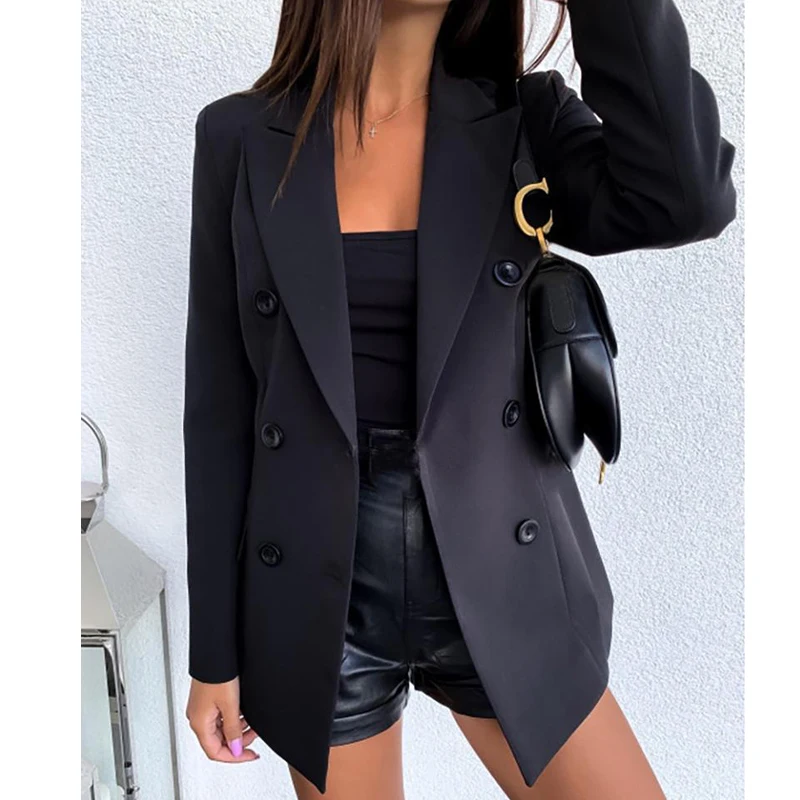 Женский облегающий пиджак блейзер с длинным рукавом деловой Осень зима
