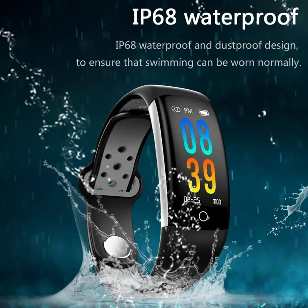 Новейший Q6 цветной экран Смарт-часы браслет Пульсоксиметр Монитор артериального