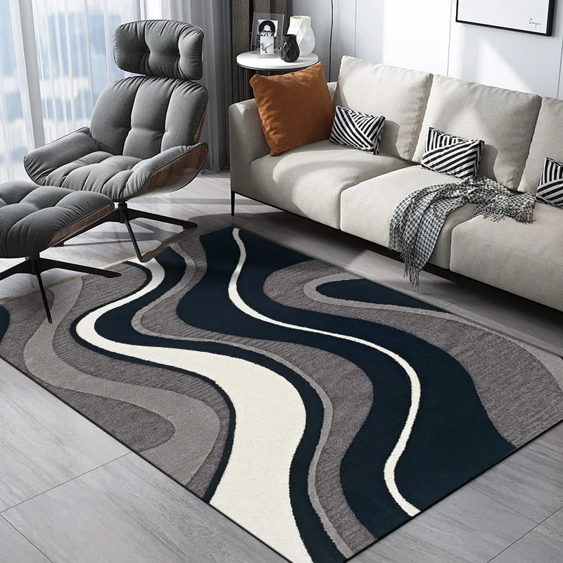 

Customized fashion, modern European and American geometric curve blue-gray living room, kitchen mat carpet