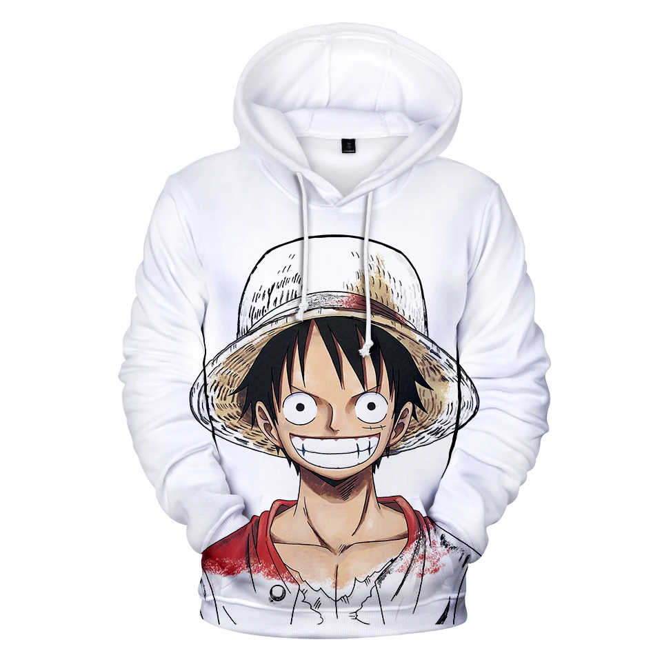 

Spring and Autumn 3d Printing Anime Men and Women One-piece Hoodie Children's Cartoon Luffy Long-sleeved Pullover Sweater
