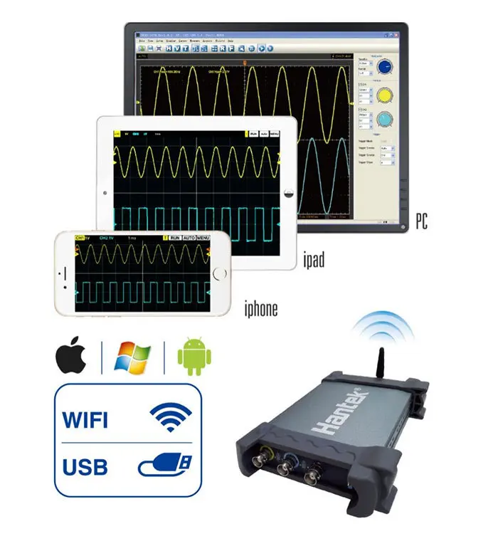 Hantek Official iDSO1070A Digital Oscilloscope USB iPhone/iPad/Android/Windows Osciloscopio Portatil With WIFI Oscillograph