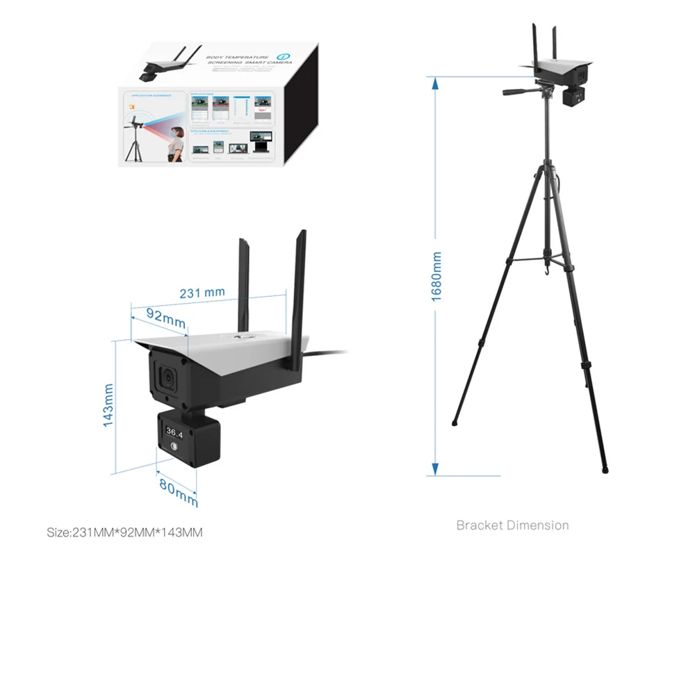 HD 2.0MP бесконтактная камера для измерения температуры тела человека