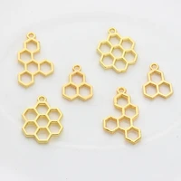 10pcslot alloy honeycombs metal frame pendant charm bezel setting cabochon setting uv resin charm accessories