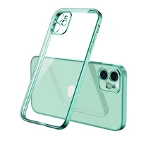 hybrid plating square frame silicone shockproof case for iphone 13 11 12 pro max 13 mini x xr xsmax 7 8 plus clear back cover