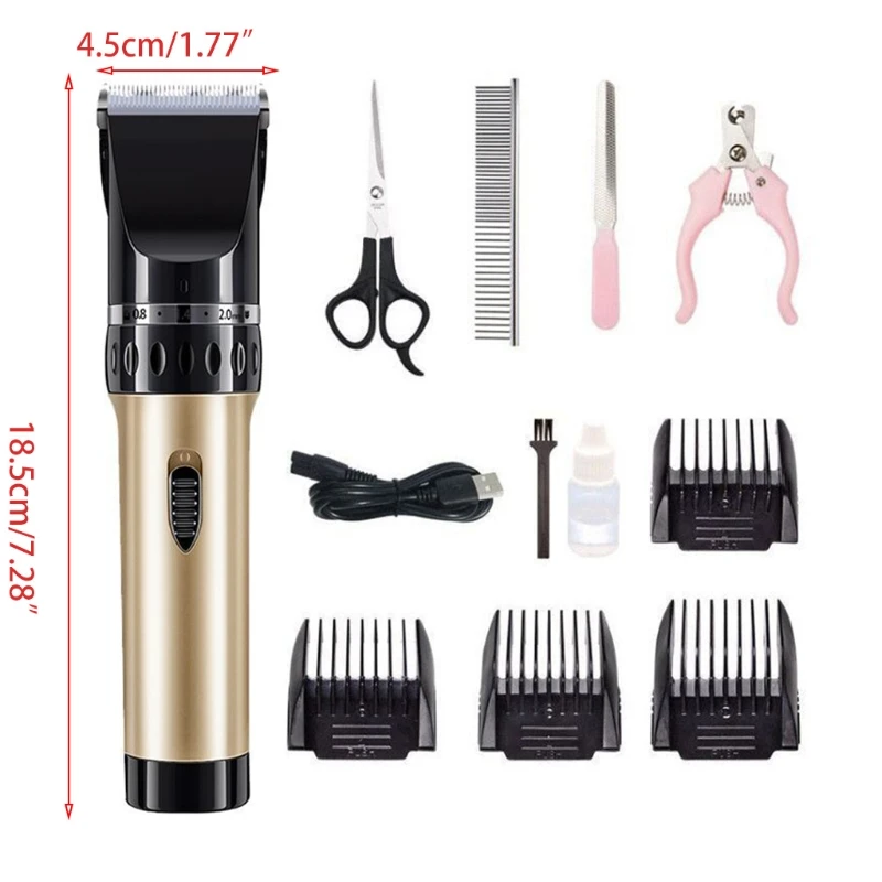 

Dog Clippers Low Noise Pet Clippers Rechargeable Trimmer Cordless Pet Grooming Tool Professional Comb Guides Scissors