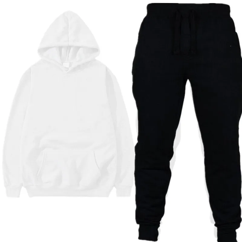 9white black Спортивный костюм мужские наборы спортивные костюмы мужские толстовки+ брюки костюмы для бега высококачественный хлопковый спортивный костюм для женщин - Цвет: 9white black
