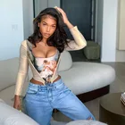 Женский укороченный топ с принтом Rtro, летний Модный Корсет без рукавов и с открытой спиной, облегающие Топы