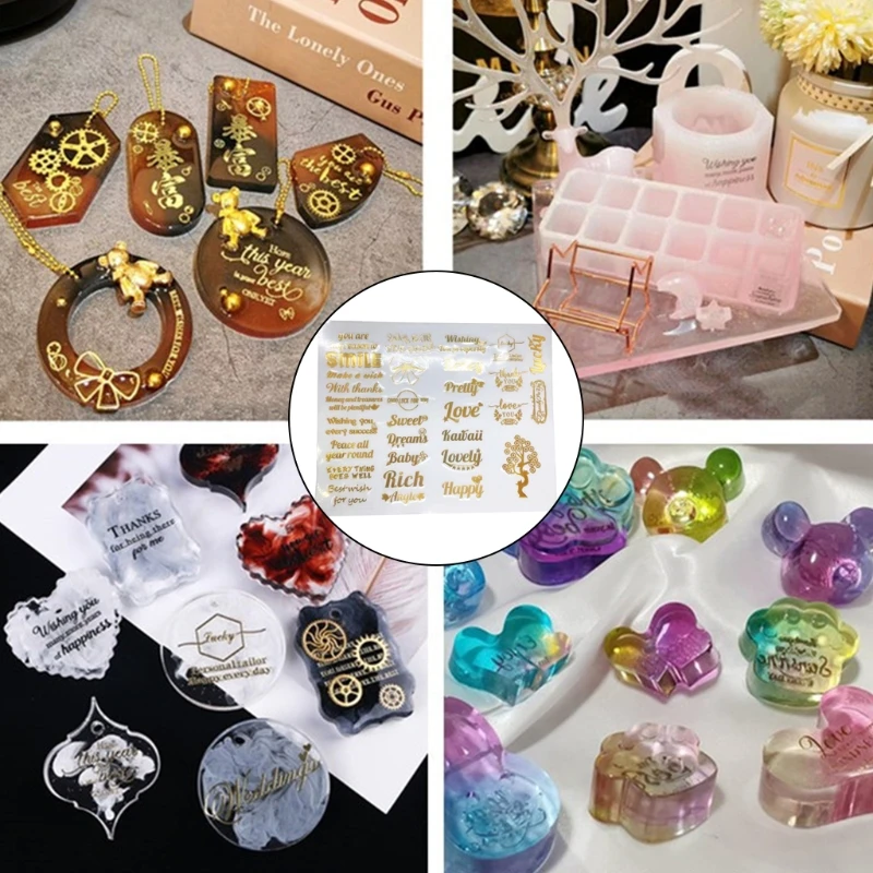 

1 Sheet Letters English Blessings Words PVC Material UV Epoxy Resin Mold Filling