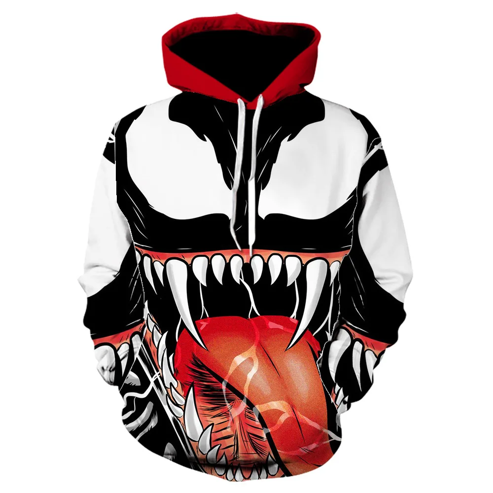 

2021 new movie Venom 2 men's hoodie, hip-hop, Harajuku, street fashion casual sweatshirt, venom cosplay pull