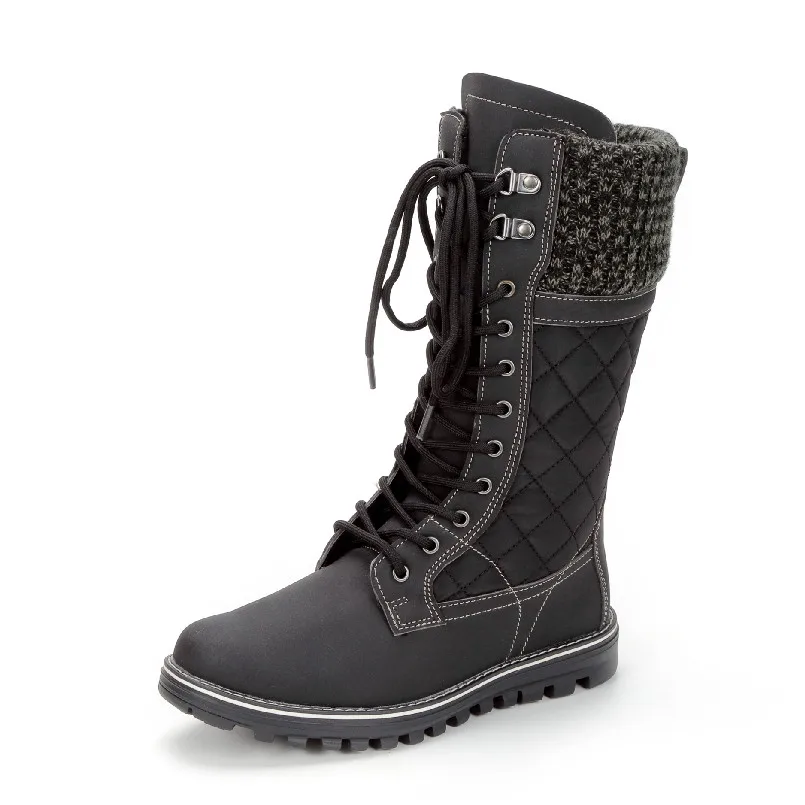 Женские зимние ботинки большого размера темно синие теплые меховые стельки