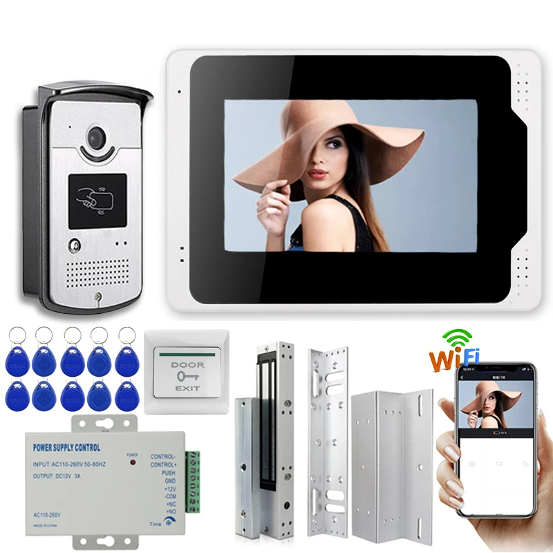 Дешевый видеодомофон 7 дюймов домашняя система связи 1 монитор RFID доступ ИК