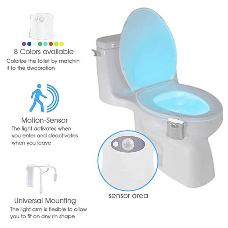 Светильник для туалета водонепроницаемый с датчиком движения 8 цветов | Лампы и