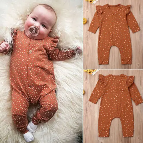 

Baby Girl Polka Dots Romper Jumpsuit Playsuit Outfit Autumn Clothes Children's Cute Rompers Baby Clothing Bodysuits