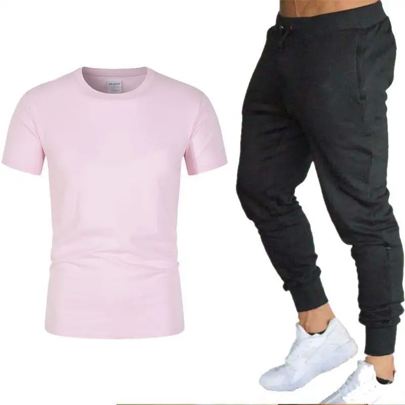 

2021 Men's Sets T Shirts+Shorts Men Brand Two Piece Suit Tracksuit Male Casual Tshirts Workout Fitness Sets Jogger Suits for Men