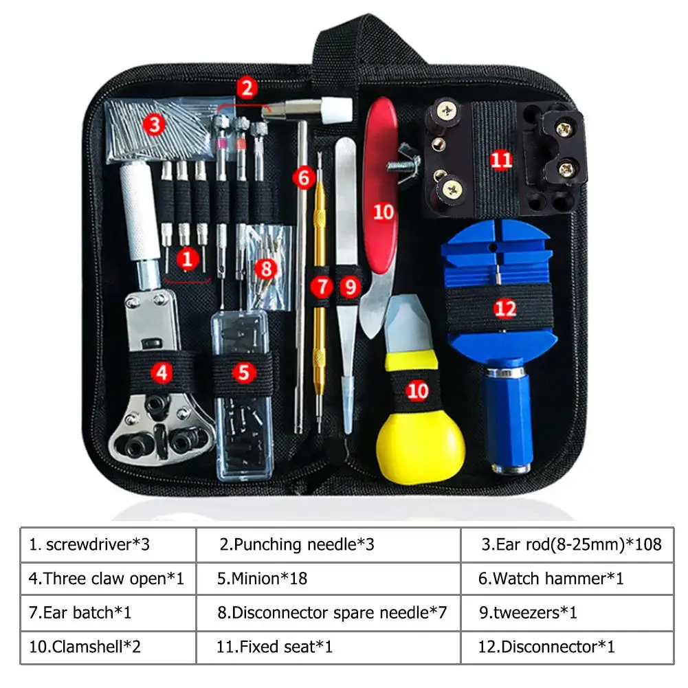 

147pcs Watchmaker Watch Repair Tool Kit Watch Link Pin Remover Case Opener Spring Bar Horlogemaker Gereedschap Repair Tools Set