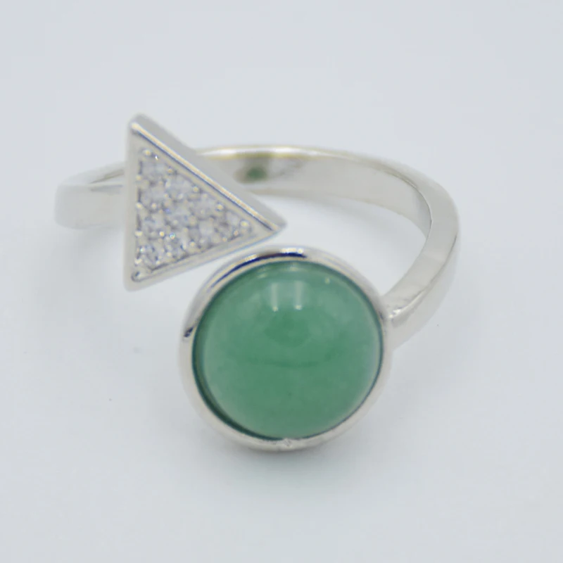 Кольцо с круглыми бусинами из натурального камня регулируемое кольцо