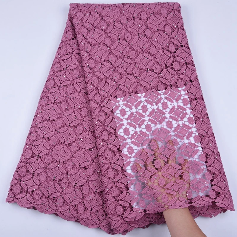 Лидер продаж чистый белый цветочный нигерийский гипюр сетевая Кружевная Ткань 5