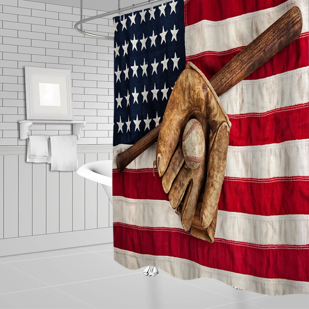 USA Football Sports Print Waterproof Motion Shower Curtain Polyester Fabric Bath Home Bathroom with 12 Hooks Curtains | Дом и сад