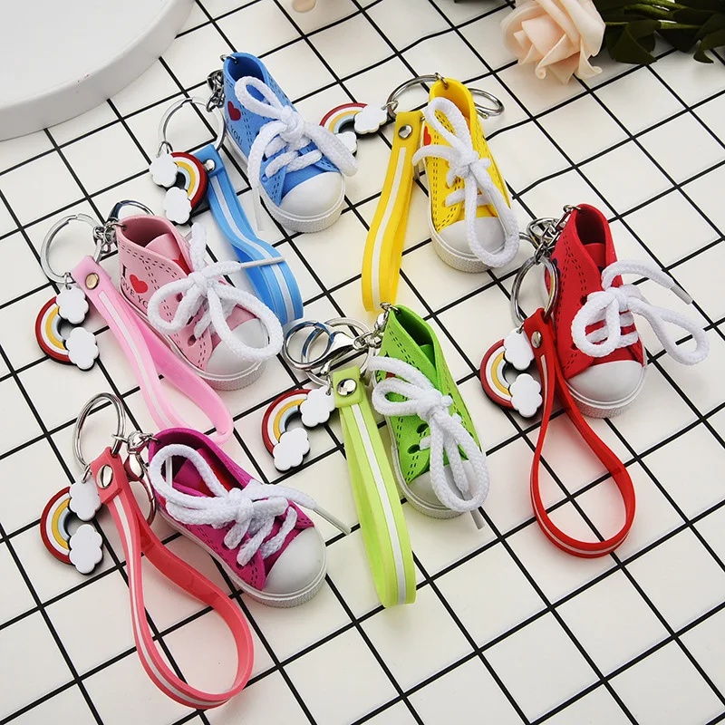 

Creative Canvas Shoe Keychain Mini Couple Shoe Key Chain Ring Pendant Men Women Couple Key Holder Trinket Gift Wholesale