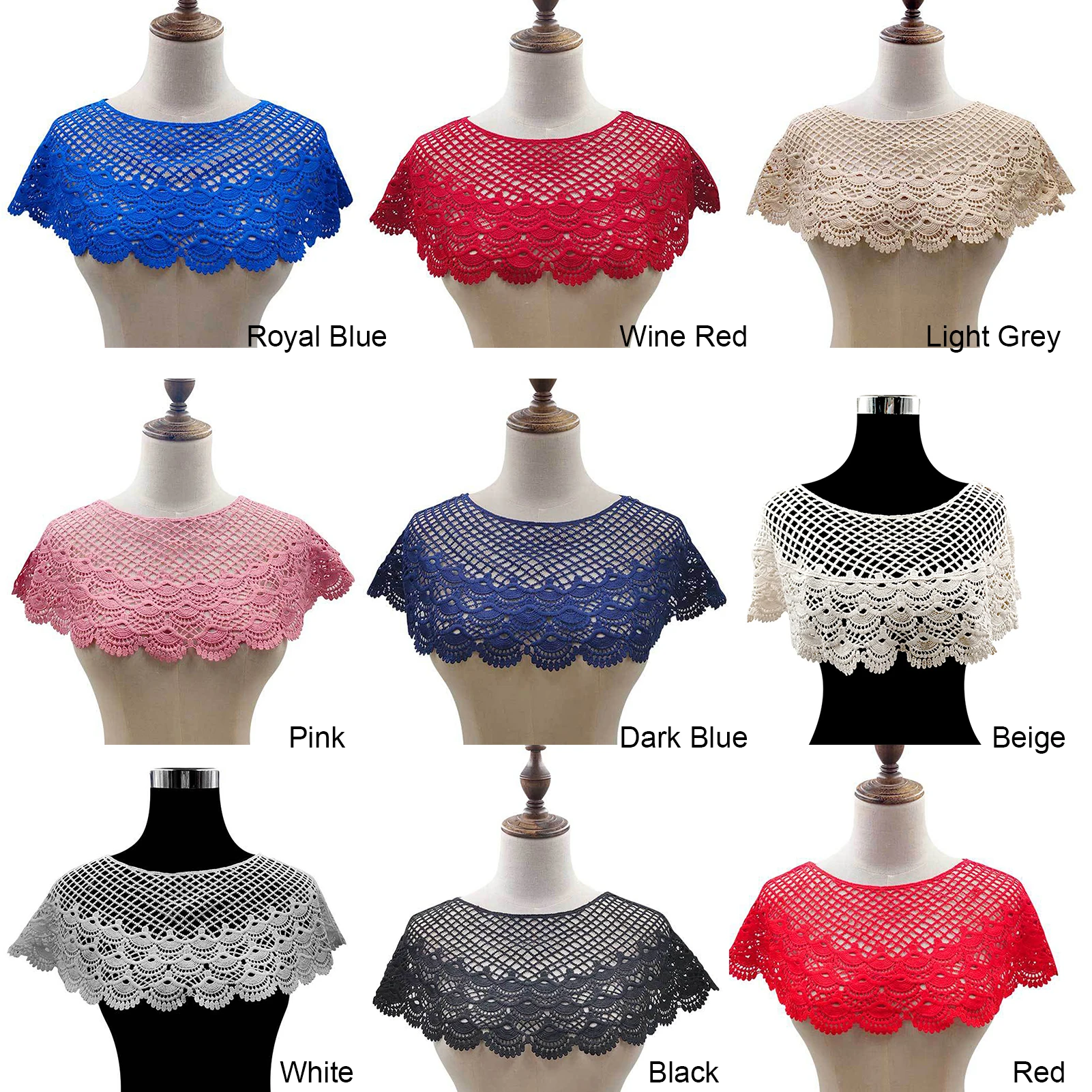 

Collar Ruffles Shawl Patchworks Trim Detachable Half Shirt Shawl with Button Closure Decoration New SWD889