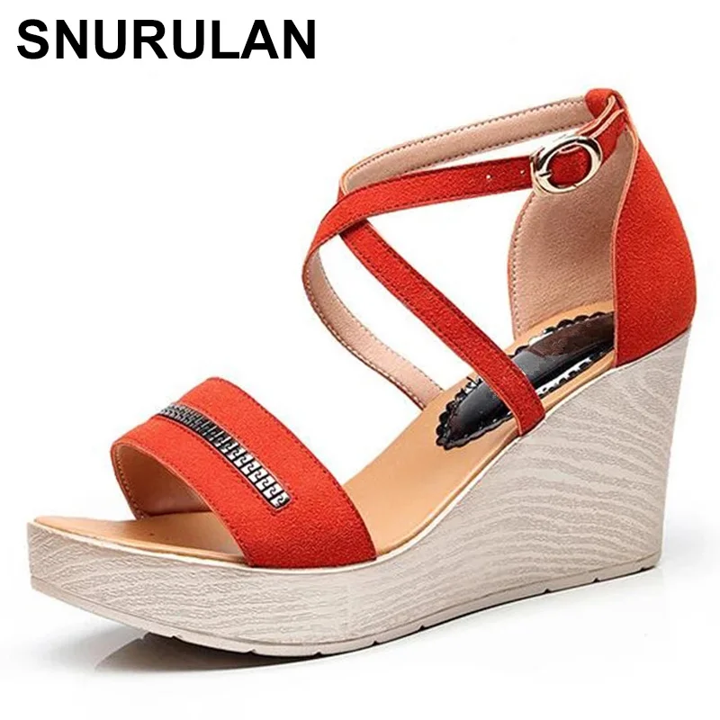

SNURULAN Wedge sandals female summer 2019 new high-heeled Korean version of the thick-bottomed student muffin 40-43 yards Roman