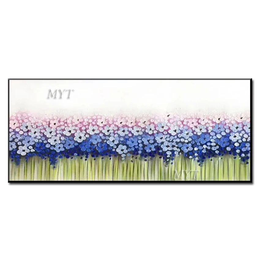 Картина на холсте с изображением цветочного поля масляная краска для гостиной