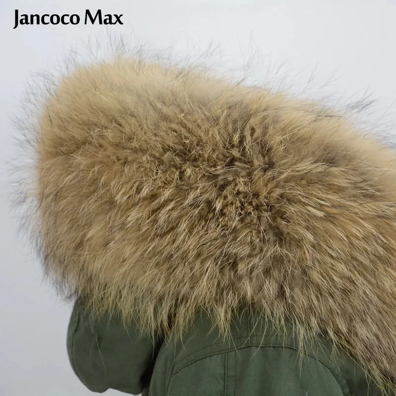 Большой шарф парка Jancoco с подкладкой из натурального меха енота и воротником на